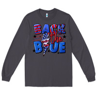 Smoke Back the blue with lightning bolt 4th of july Long Sleeve Tee - CowGirlArtShop