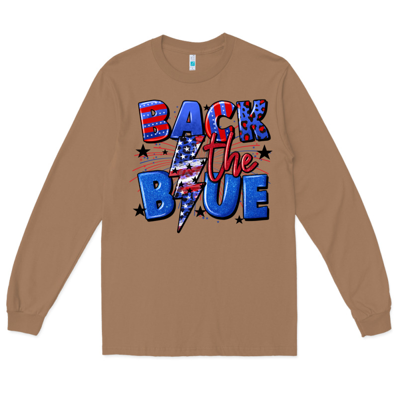 Back The Blue With Lightning Bolt 4th Of July Long Sleeve Tee by CowGirlArtShop | Teevron