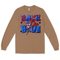 Toasted Coconut Back the blue with lightning bolt 4th of july Long Sleeve Tee - CowGirlArtShop