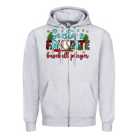Heather Grey santa s favorite baseball player Zipper Hoodie - JahusDesignShop
