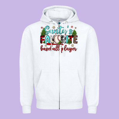 Santa S Favorite Baseball Player Zipper Hoodie Designed By Jahusdesignshop