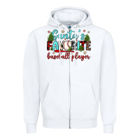 White santa s favorite baseball player Zipper Hoodie - JahusDesignShop