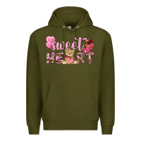 Army Green sweetheart with bear Premium Hoodie - NancyCooperArtShop