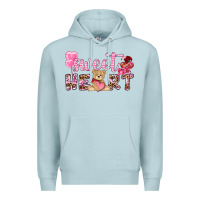 Blue Mist sweetheart with bear Premium Hoodie - NancyCooperArtShop
