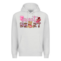 Dove Grey sweetheart with bear Premium Hoodie - NancyCooperArtShop