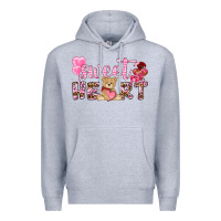 Heather Grey sweetheart with bear Premium Hoodie - NancyCooperArtShop