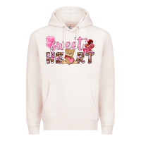 Pale Pink sweetheart with bear Premium Hoodie - NancyCooperArtShop