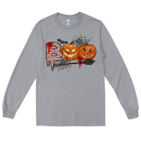 Heather Grey boo Long Sleeve Tee - CowhideDigitalArt