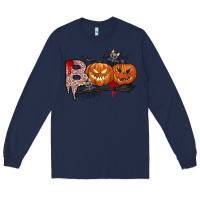 Navy boo Long Sleeve Tee - CowhideDigitalArt