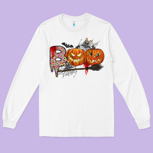 Boo Long Sleeve Tee Designed By Cowhidedigitalart