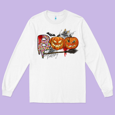 Boo Long Sleeve Tee Designed By Cowhidedigitalart