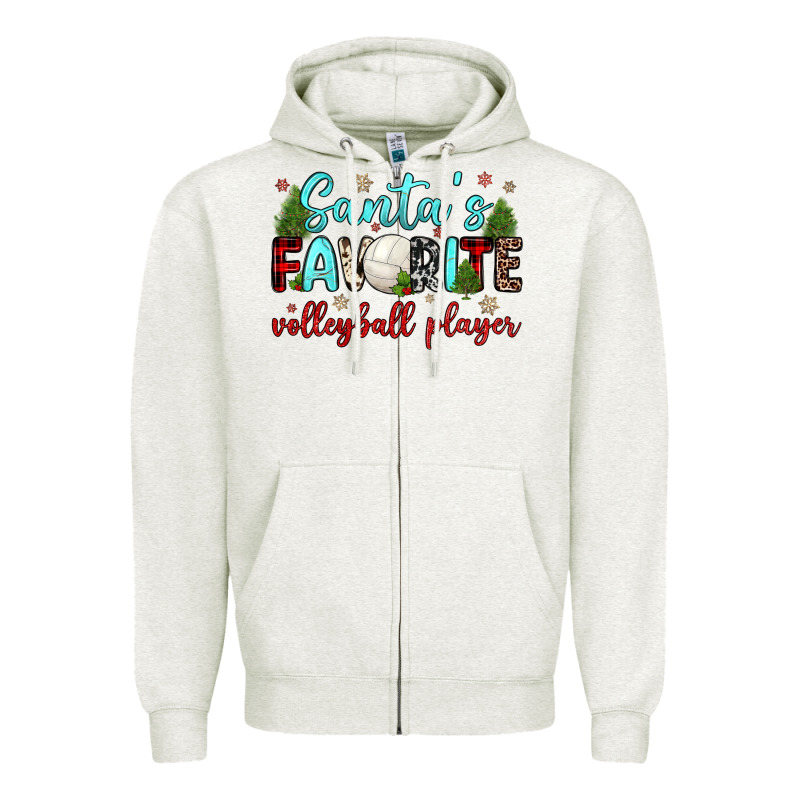 Santa S Favorite Volleyball Player Zipper Hoodie by JahusDesignShop | Teevron