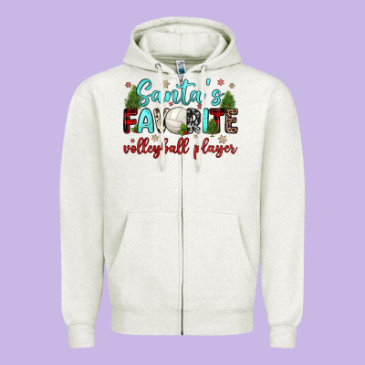 Santa S Favorite Volleyball Player Zipper Hoodie Designed By Jahusdesignshop