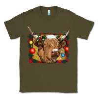Army Green highland cow christmas Classic Tee - RanaPortraitStore