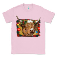 Bubblegum Pink highland cow christmas Classic Tee - RanaPortraitStore