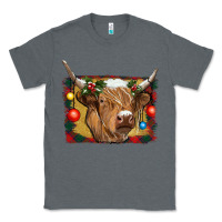 Charcoal Heather highland cow christmas Classic Tee - RanaPortraitStore