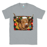 Heather Grey highland cow christmas Classic Tee - RanaPortraitStore