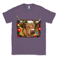 Lavender highland cow christmas Classic Tee - RanaPortraitStore