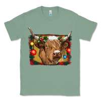 Sage highland cow christmas Classic Tee - RanaPortraitStore