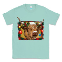 Seafoam highland cow christmas Classic Tee - RanaPortraitStore