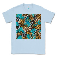 Dusty Blue turquoise glitter cowhide leopard seamless pattern Classic Tee - BundleAndBundleShop