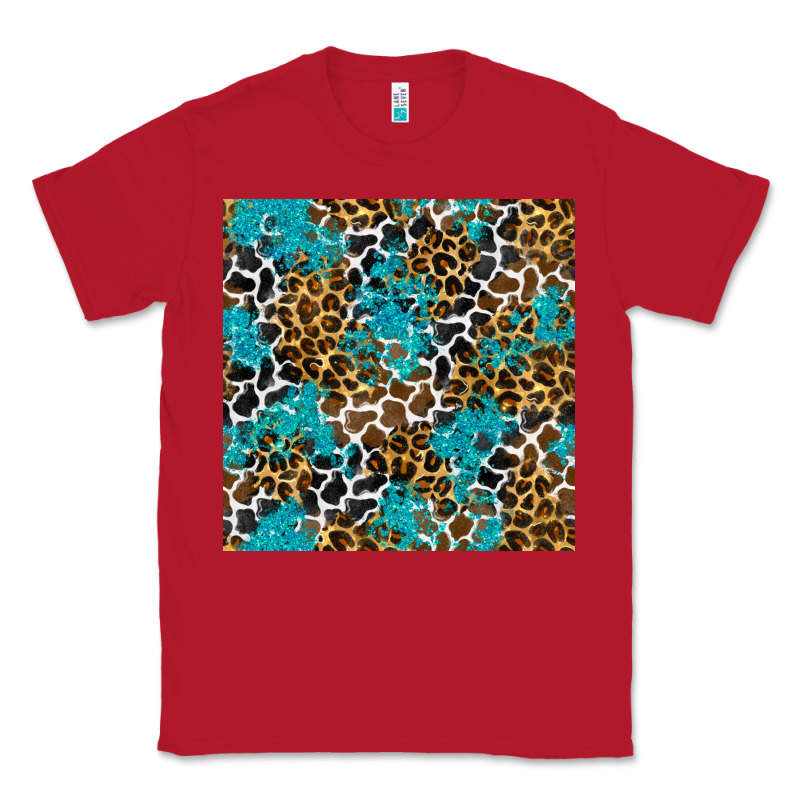 Turquoise Glitter Cowhide Leopard Seamless Pattern Classic Tee by BundleAndBundleShop | Teevron