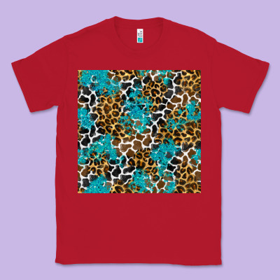 Turquoise Glitter Cowhide Leopard Seamless Pattern Classic Tee Designed By Bundleandbundleshop