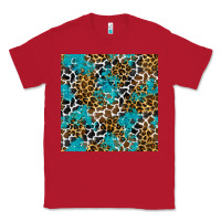Red turquoise glitter cowhide leopard seamless pattern Classic Tee - BundleAndBundleShop