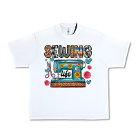White sewing life Urban Heavy Tee - Zillion Design Studio