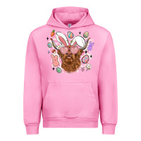 Fuchsia Pink highland heifer easter Urban Hoodie - LillyAllenDesigns