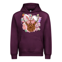 Mauve Wine highland heifer easter Urban Hoodie - LillyAllenDesigns