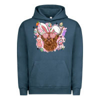 Pigment Midnight Navy highland heifer easter Urban Hoodie - LillyAllenDesigns