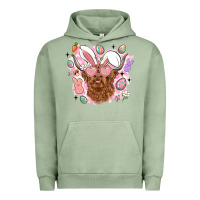 Pigment Oil Green highland heifer easter Urban Hoodie - LillyAllenDesigns
