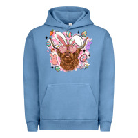 Pigment Pebble Blue highland heifer easter Urban Hoodie - LillyAllenDesigns