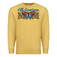 Antique Gold all american mom american flag butterfly Premium Sweatshirt - LillyAllenDesigns