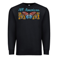 Black all american mom american flag butterfly Premium Sweatshirt - LillyAllenDesigns