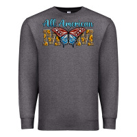 Charcoal Heather all american mom american flag butterfly Premium Sweatshirt - LillyAllenDesigns