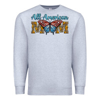 Heather Grey all american mom american flag butterfly Premium Sweatshirt - LillyAllenDesigns