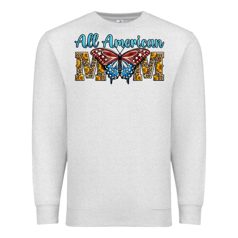 All American Mom American Flag Butterfly Premium Sweatshirt by LillyAllenDesigns | Teevron