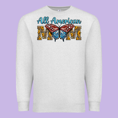 All American Mom American Flag Butterfly Premium Sweatshirt Designed By Lillyallendesigns