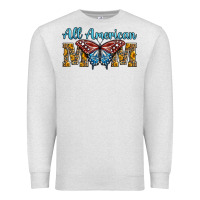 Oatmeal Heather all american mom american flag butterfly Premium Sweatshirt - LillyAllenDesigns