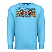 Ocean Blue all american mom american flag butterfly Premium Sweatshirt - LillyAllenDesigns