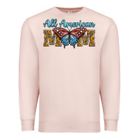 Pale Pink all american mom american flag butterfly Premium Sweatshirt - LillyAllenDesigns