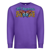 Purple all american mom american flag butterfly Premium Sweatshirt - LillyAllenDesigns
