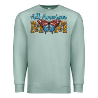 Seafoam all american mom american flag butterfly Premium Sweatshirt - LillyAllenDesigns