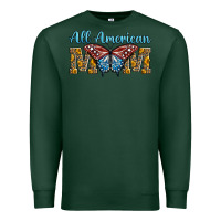 Sports Green all american mom american flag butterfly Premium Sweatshirt - LillyAllenDesigns