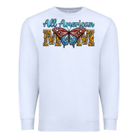 White all american mom american flag butterfly Premium Sweatshirt - LillyAllenDesigns