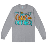 Heather Grey my favorite color is october Long Sleeve Tee - HRA Design Shop