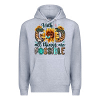 Heather Grey with god all things are possible malias Premium Hoodie - MaliasSmallBusiness