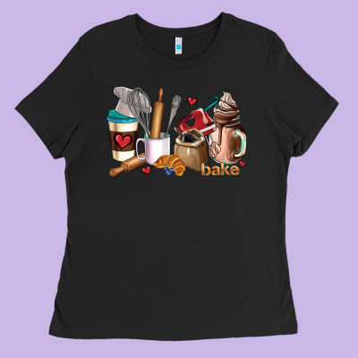 Bakery Coffee Cups Ladies Tee Designed By Adodesignshop